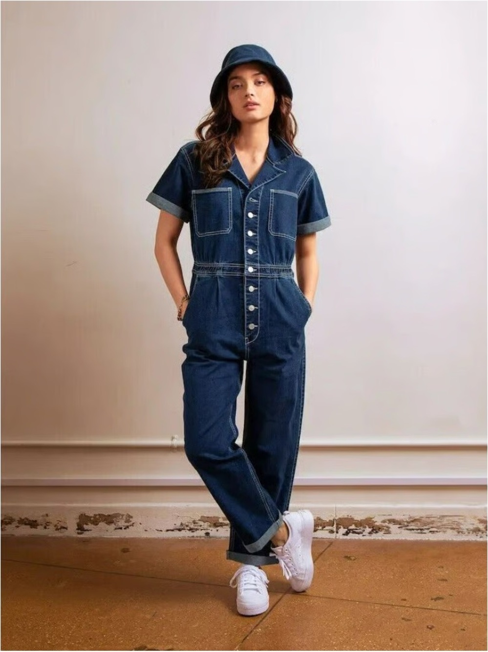 Jordache Vintage Cameron Denim Coverall Jumpsuit Size S